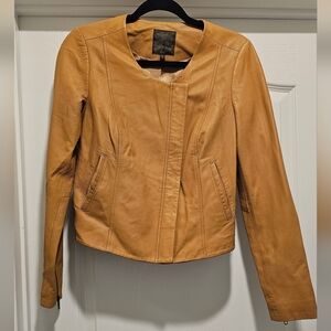 Joie Women's Emelyn Brown Leather Motorcycle Peplum Jacket Small